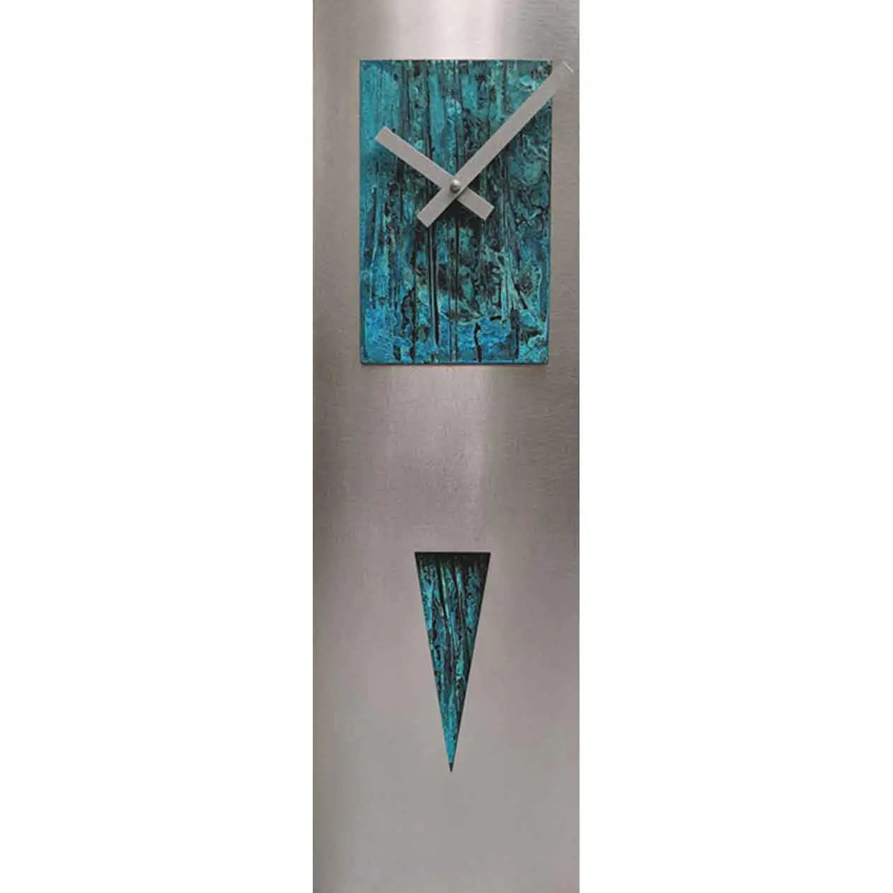 Steel and Verdigris Spike Pendulum Wall Clock by Leonie Lacouette Leonie Lacouette