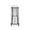 Luna Bella Fitz Console Table  in Forged Iron and Painted Pewter Color Smoked Leaded Crystal Details Glass Top and Solid Brass Feet Artistic Artisan Designer Console Tables