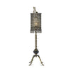 Luna Bella Flame Table Lamp in Brass with Metal Filigree Shade Embellished with Rhinestones and Beads Artistic Artisan Designer Table Lamps