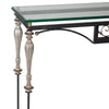 Luna Bella Gazou Console with Hand Forged Steel Base and Glass Top Artistic Artisan Designer Console Tables