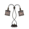 Luna Bella Gimelos Double Headed Table Lamp with hand Forged Iron Base and Mesh Iron Shades Artisan Designer Table Lamps