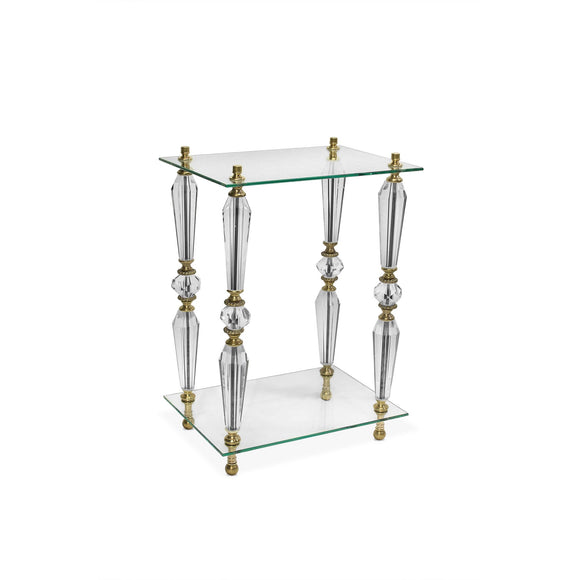 Luna Bella Pella Rectangular End Table with Leaded Crystal and Solid Brass Details Artistic Artisan Designer End Tables