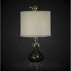 Luna Bella Russe Table Lamp with Brass and Metal Hand Blown Smoky Green Glass and Leaded Crystal Artistic Artisan Designer Table Lamps