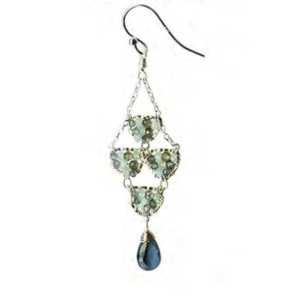 Michelle Pressler Jewelry Earrings 4629A with Sapphire Opal and London Blue Topaz Artistic Artisan Crafted Jewelry