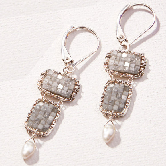 Michelle Pressler Jewelry Earrings D22 with Diamonds and Pearls Artistic Artisan Crafted Jewelry