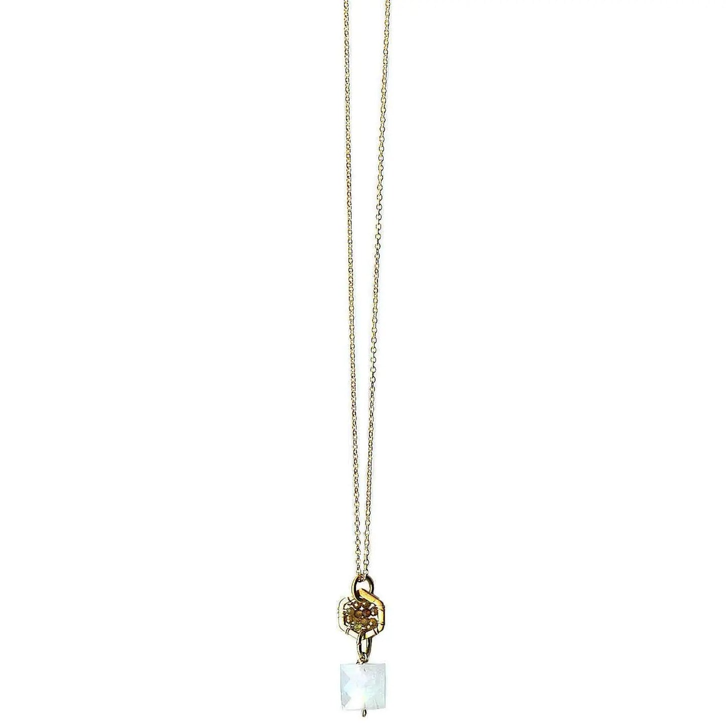 Michelle Pressler Jewelry Hexagon Necklace 4912 with Multicolored Tourmaline and Moonstone Artistic Artisan Designer Jewelry
