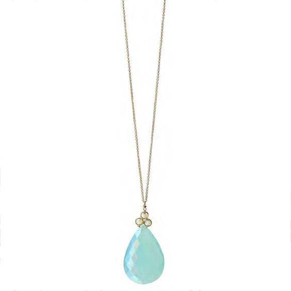 Michelle Pressler Jewelry Opal Aqua Chalcedony Necklace 4792 Artistic Artisan Designer Jewelry