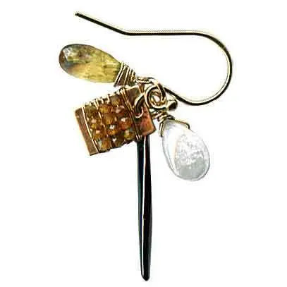 Michelle Pressler Jewelry Spikes Earrings 5019 A with Multicolored Tourmaline White Sapphire and Imperial Topaz Artistic Artisan Designer Jewelry