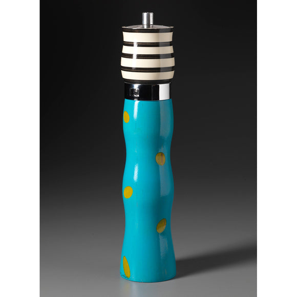 Combo C-26 in Turquoise, Yellow, Black, and White Wooden Salt and Pepper Mill Grinder Shaker by Robert Wilhelm of Raw Design