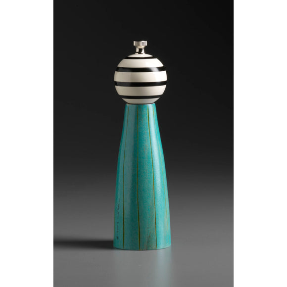 Grooved G-1 in Turquoise, Green, Black, and White Wooden Salt and Pepper Mill Grinder Shaker by Robert Wilhelm of Raw Design
