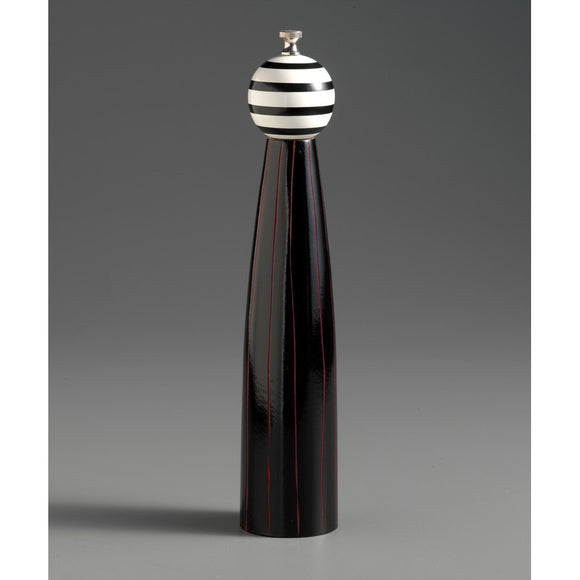 Grooved G-2 in Black, White, and Red Wooden Salt and Pepper Mill Grinder Shaker by Robert Wilhelm of Raw Design