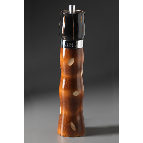 Combo C-12 in Brown, Beige, and Black Wooden Salt and Pepper Mill Grinder Shaker by Robert Wilhelm of Raw Design