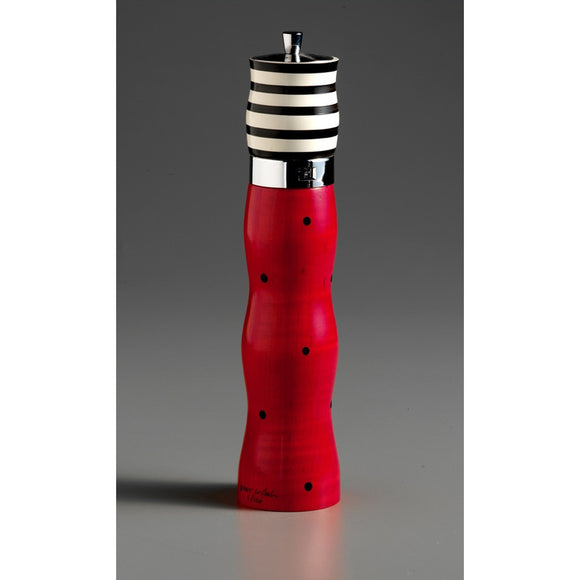 Combo C-1 in Red, Black, and White Wooden Salt and Pepper Mill Grinder Shaker by Robert Wilhelm of Raw Design