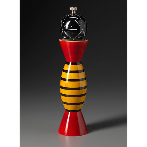Aero AE-9 in Red, Yellow, Black, and White Wooden Salt and Pepper Mill Grinder Shaker by Robert Wilhelm of Raw Design