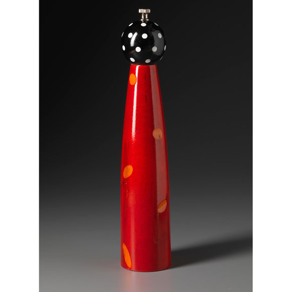 Ellipse E-10 in Red, Orange, Black, and White Wooden Salt and Pepper Mill Grinder Shaker by Robert Wilhelm of Raw Design