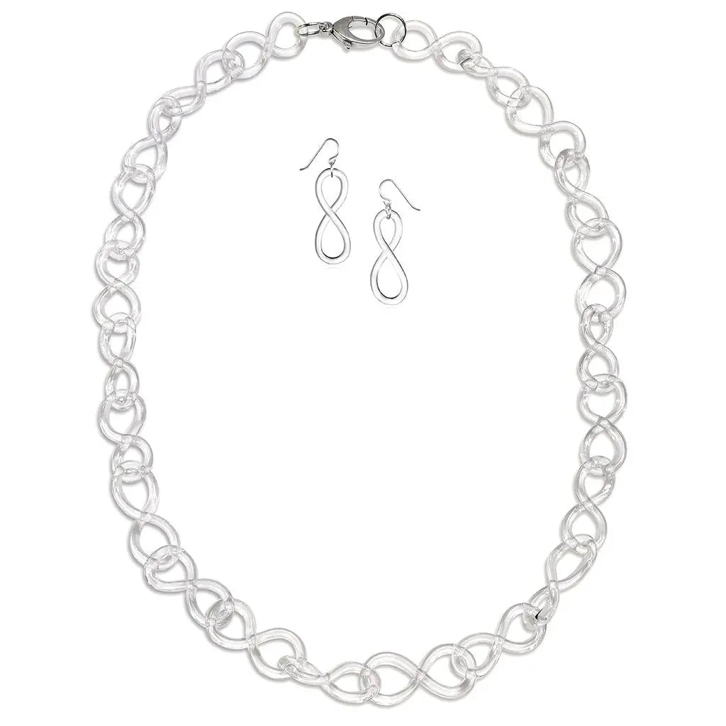 Roxann Astra Figure Eight Chain Necklace and Figure Eight Earrings, Artistic, Designer, Artisan Jewelry
