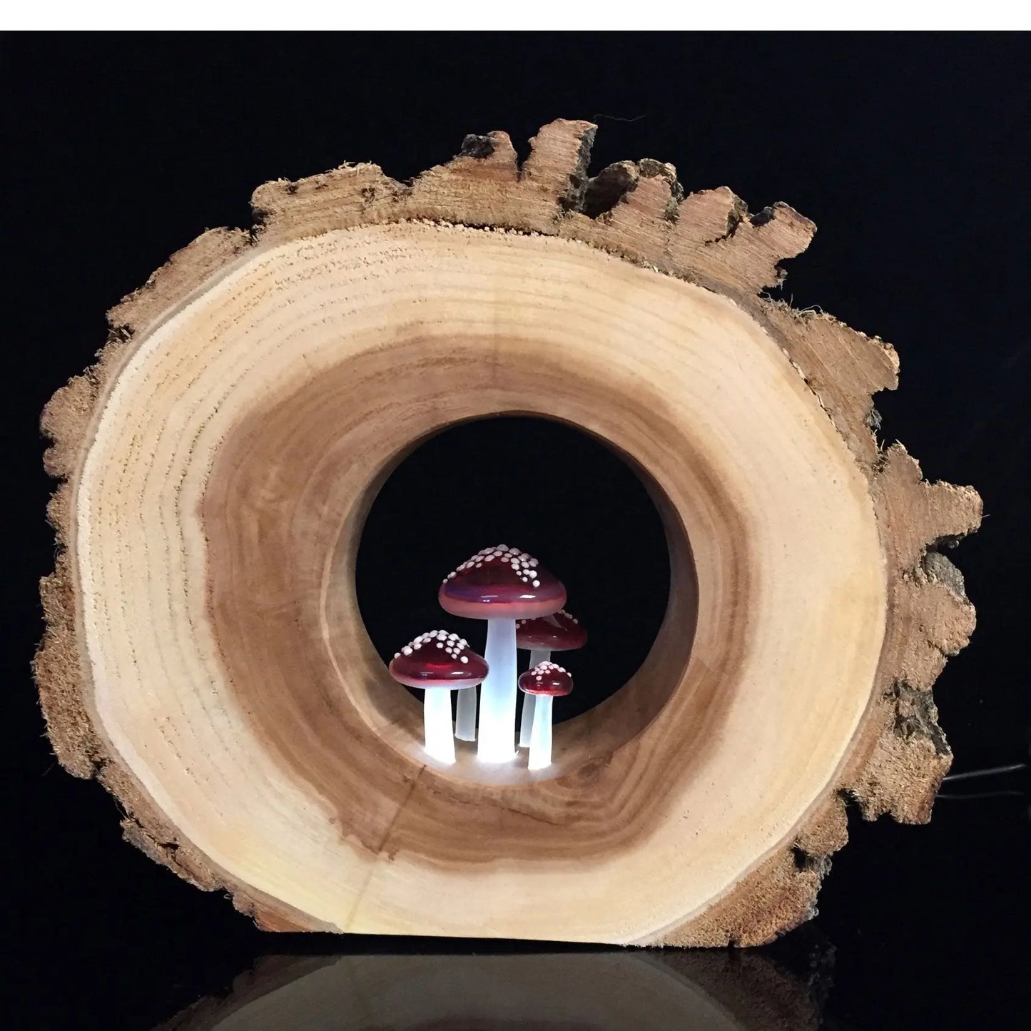Sage Studios Glass Mushroom in Round Willow Night Light Lamp Mushroom Line Functional Art Glass Lighting