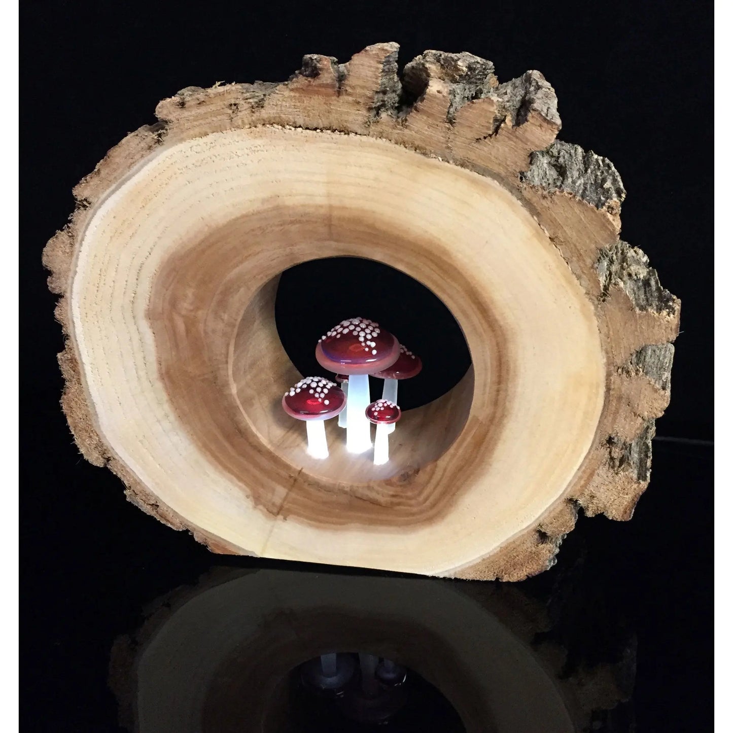 Sage Studios Glass Mushroom in Round Willow Night Light Lamp Mushroom Line Functional Art Glass Lighting