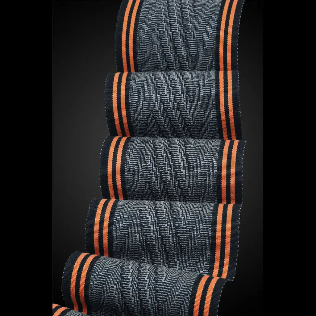 Deep V Scarf in Iron and Persimmon by Sosumi Weaving Pamela Whitlock Handwoven Bamboo Scarves