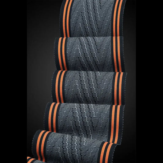 Deep V Scarf in Iron and Persimmon by Sosumi Weaving Pamela Whitlock Handwoven Bamboo Scarves