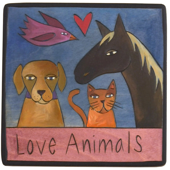 Sticks Plaque Love Animals PLQ001, PLQ010-D75235, Artistic Artisan Designer Plaques Wall Art With Inspiration Words, Phrases, and Sayings