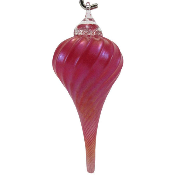 The Furnace Glassworks Frosted Drop Ornament Shown In Cinnamon Artisan Handblown Art Glass Ornaments