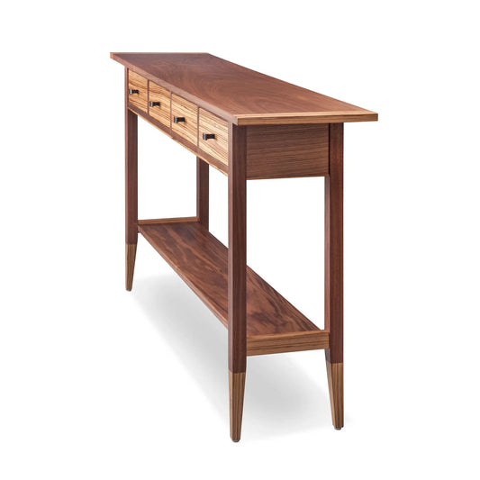 Thomas William Furniture Tom Dumke Solid Walnut and Zebrawood Four Drawer Sofa Hall Table 02b Classic Shaker Style Furniture