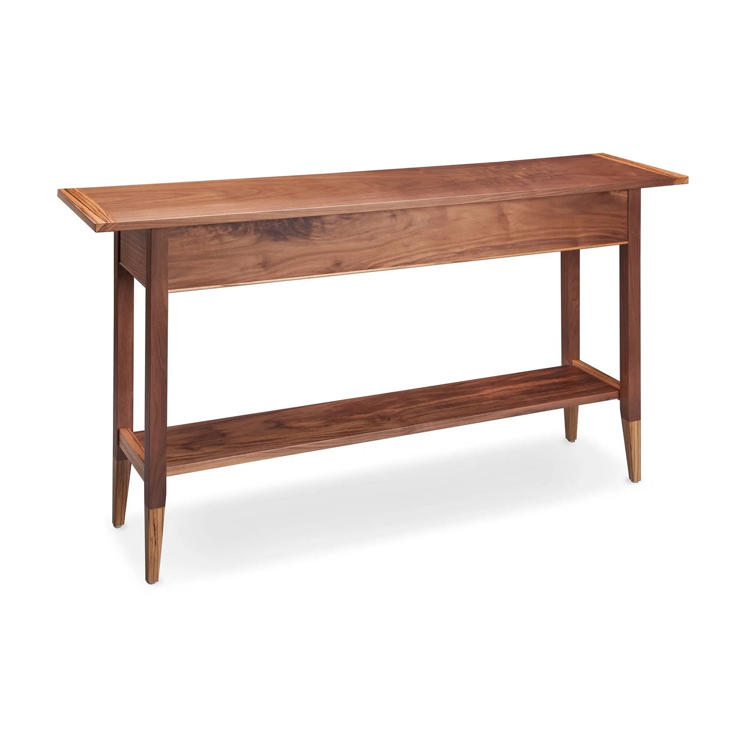 Thomas William Furniture Tom Dumke Solid Walnut and Zebrawood Four Drawer Sofa Hall Table 02d Classic Shaker Style Furniture