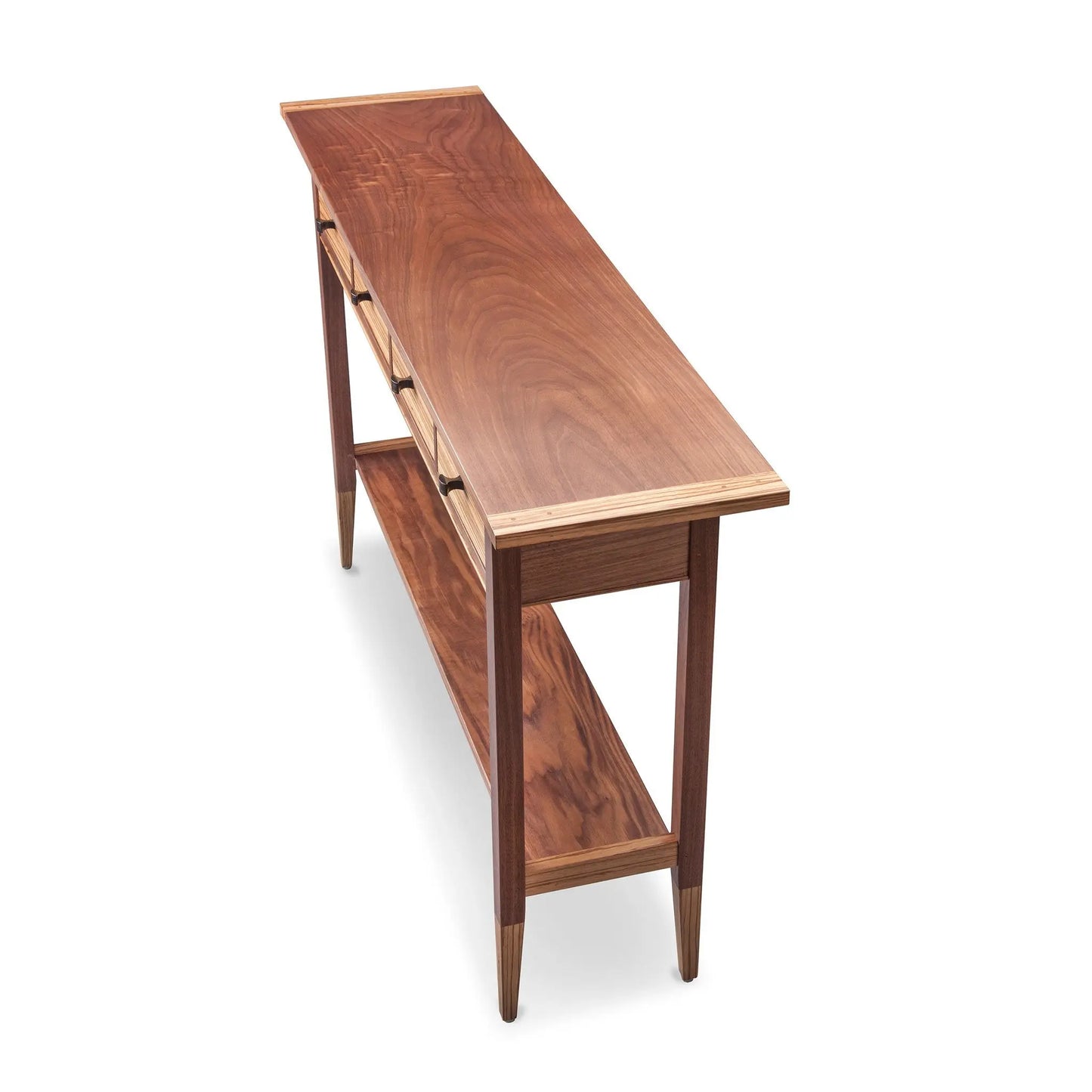 Thomas William Furniture Tom Dumke Solid Walnut and Zebrawood Four Drawer Sofa Hall Table 02e Classic Shaker Style Furniture