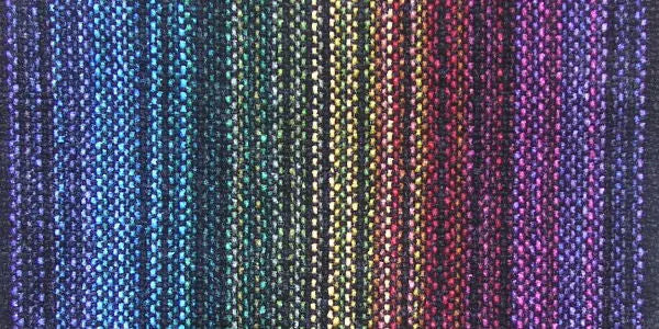 Trillium Handmade Weavers Chenille Scarf in Black Rainbow, Artistic Artisan Designer Chenille Scarves