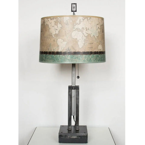 Janna Ugone and Co. Adjustable-Height Steel Table Lamp RLG862-AS with Large Drum Shade
