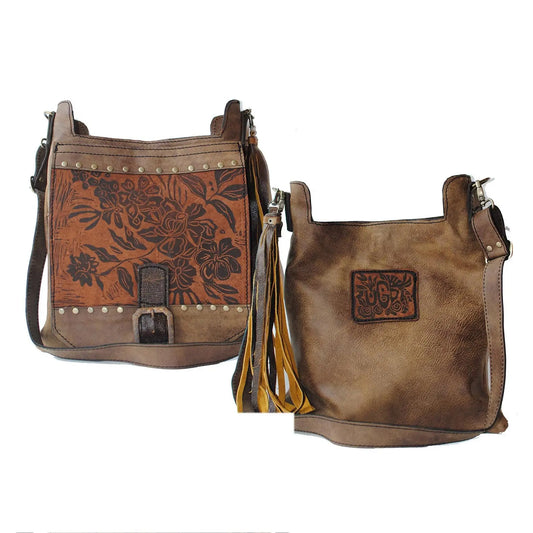 Urban Gypsy Design Urban Satchel Handbag in Wildflower Print and Lodge, Color Artisan Designer Handbags