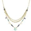Vannucci Design by Justine Chalcecony Moonstone and Iolite Beweled Triple Tier Necklace NM2061