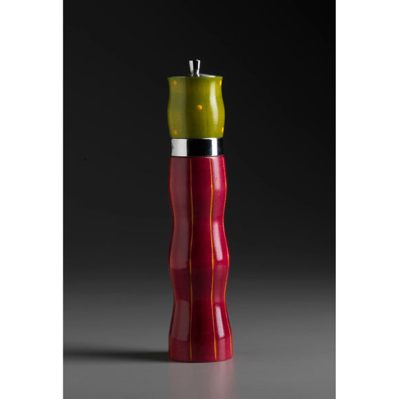 Combination in Ruby, Orange, Lime and Yellow Wooden Salt and Pepper Mill Grinder Shaker by Robert Wilhelm of Raw Design