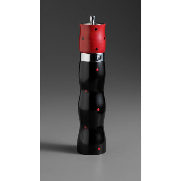 Combination in Black and Red Wooden Salt and Pepper Mill Grinder Shaker by Robert Wilhelm of Raw Design