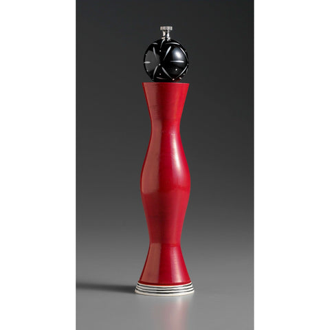 Apex in Black, Red, and White Wooden Salt and Pepper Mill Grinder Shaker by Robert Wilhelm of Raw Design