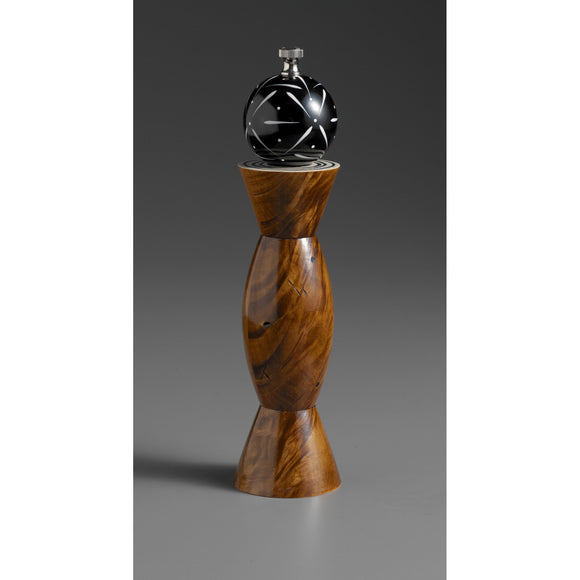 Aero in Natural Wood, Black, and White Wooden Salt and Pepper Mill Grinder Shaker by Robert Wilhelm of Raw Design