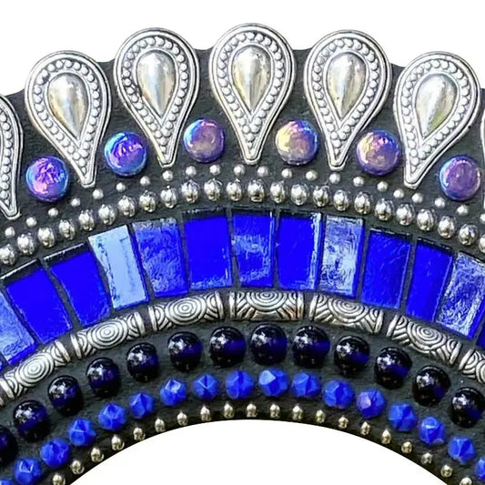 Mosaic Round Mirror in Cobalt Drop by Zetamari, Angie Heinrich Detail
