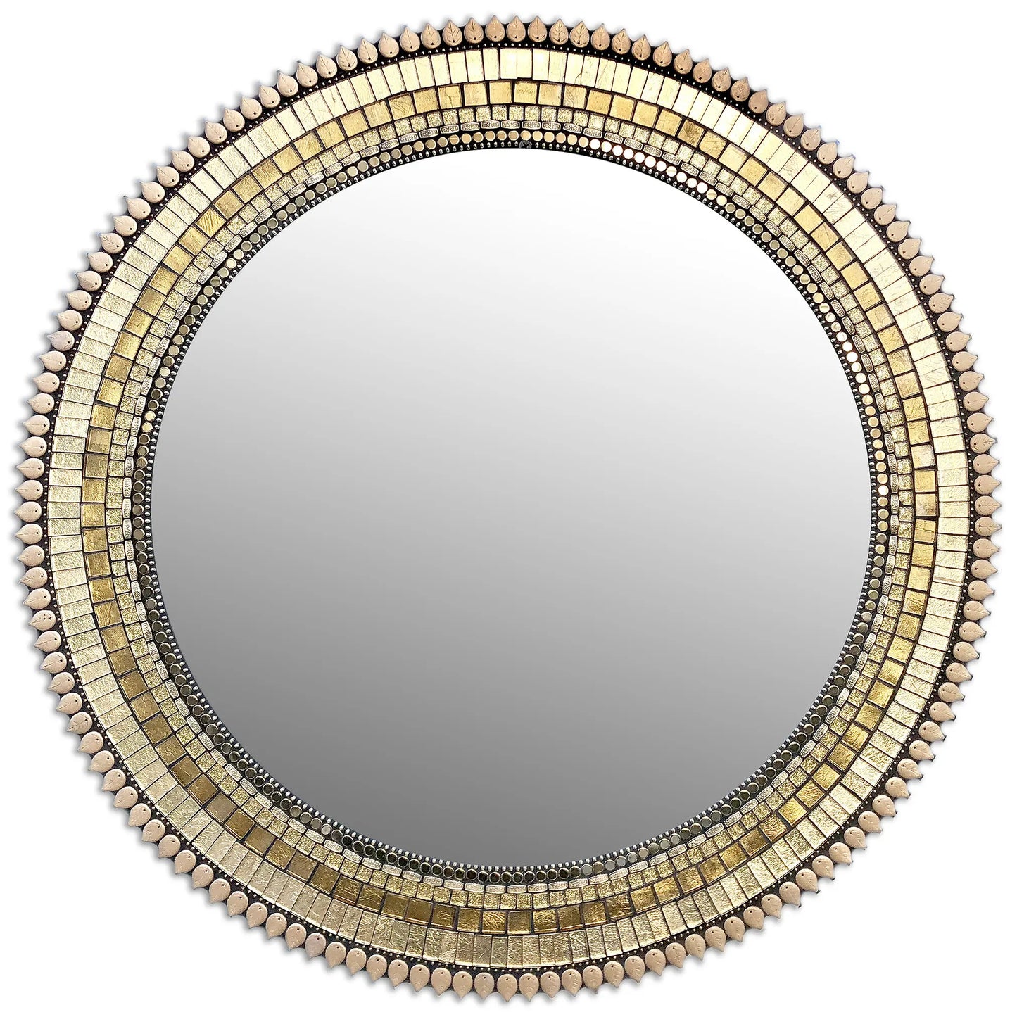 Zetamari Mosaic Round Mirror in Aztec Gold 2 Artistic Artisan Designer Mirrors