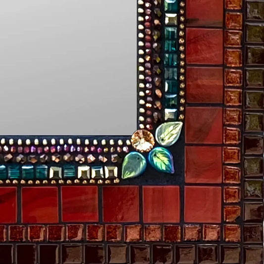 Mosaic Round Sangria Mirror by Zetamari, Angie Heinrich Detail