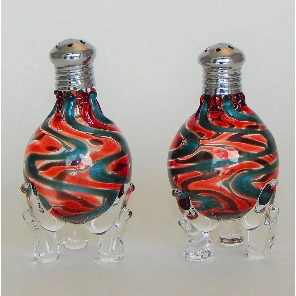Zig Zag 223 Blown Glass Salt and Pepper Shaker by Four Sisters Art Glass