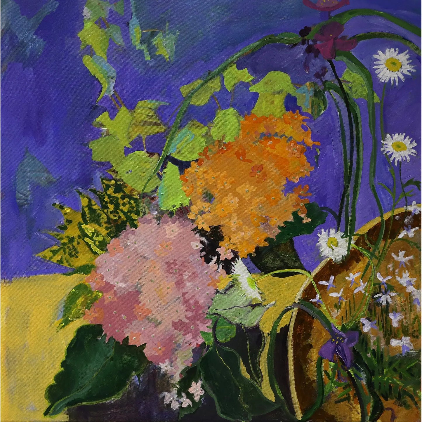 Lila Bacon Floral Painting on Canvas Saras Gift