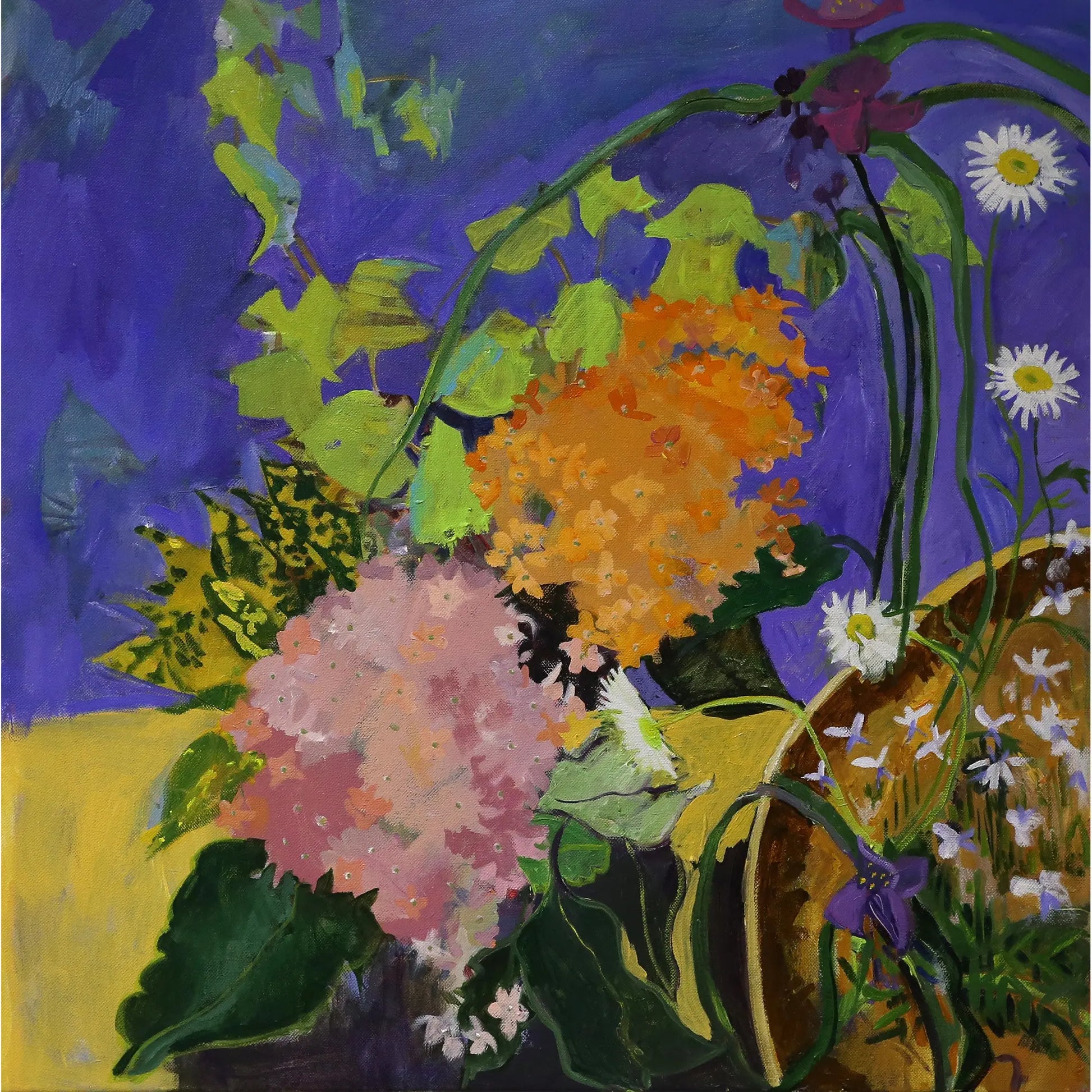 Lila Bacon Floral Painting on Canvas Saras Gift