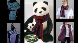 Sosumi Weaving, Pamela Whitlock, Handwoven Shibori Bamboo Scarves
