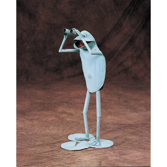 Andy Brinkley Copper Verdigris Birdwatcher Frog Outdoor Sculpture 401 30"H Artistic Artisan Crafted Outdoor Sculptures