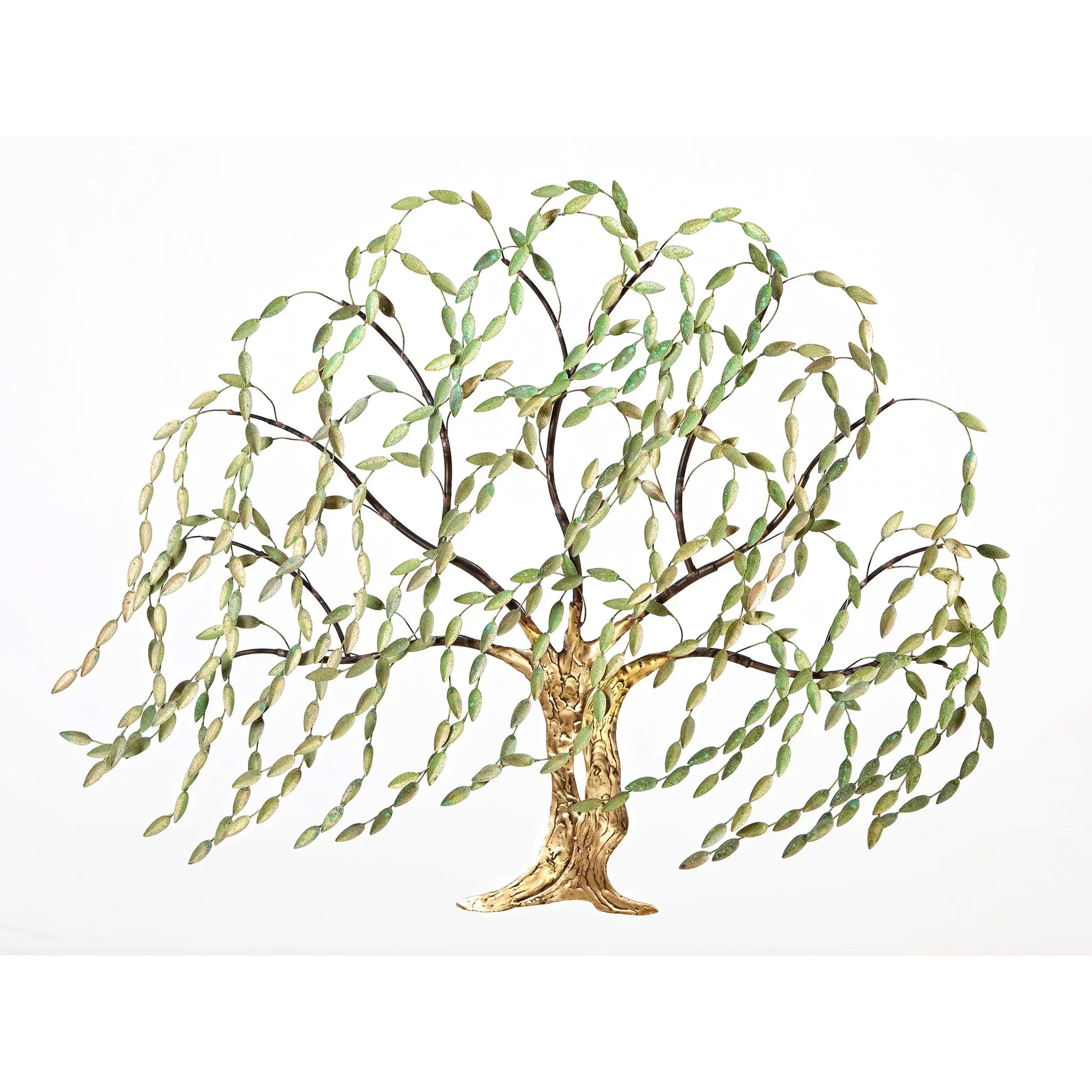 Andy Brinkley Copper Verdigris and Brass Spray Misty Willow Tree 142M 44"W x 36"H Artistic Artisan Crafted Copper and Brass Wall Sculptures