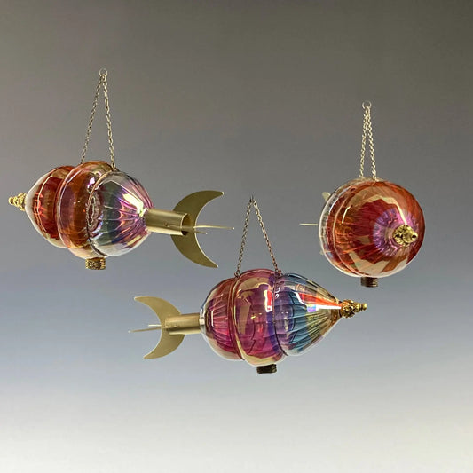 Salusa Glass handblown glass and brass accents Mini Airships