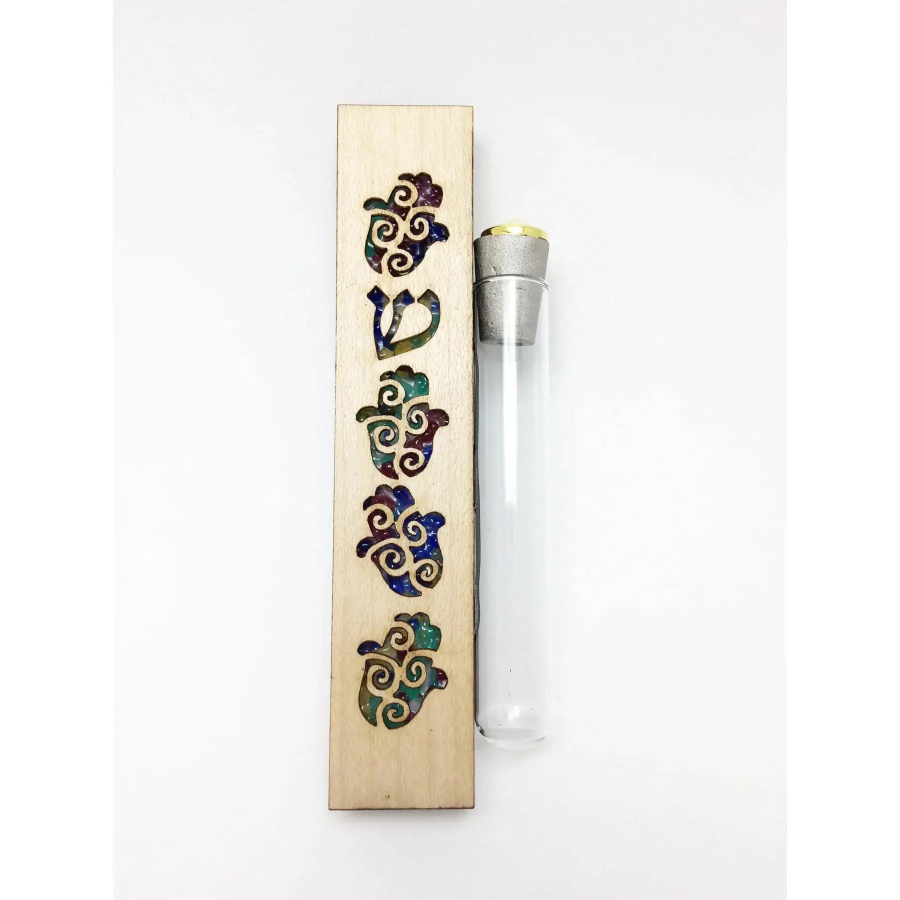 Beames Designs Hamsa Wedding Shards Mezuzah in Rainbow