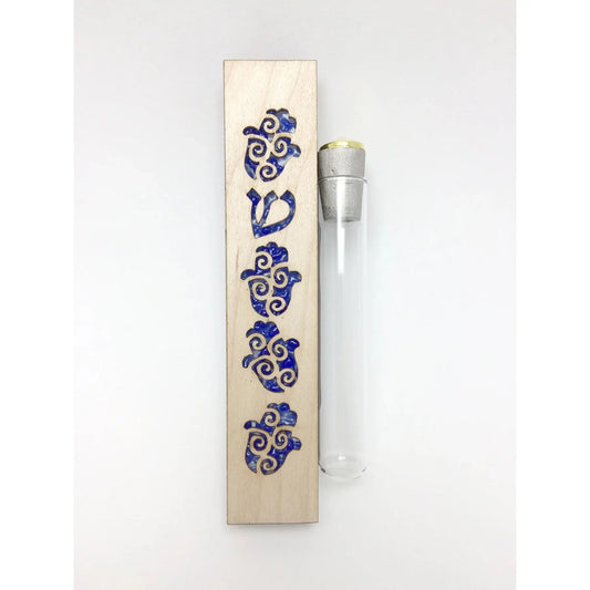 Beames Designs Hamsa Wedding Shards Mezuzah in Blue