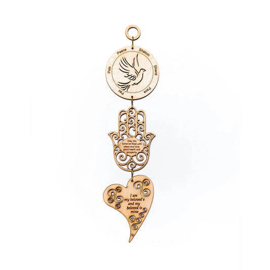 Beames Designs Dove Hamsa Heart Hanging